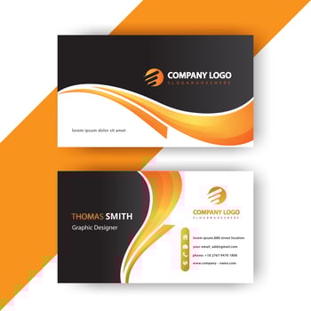 Gradient yellow orange curve business card template vector