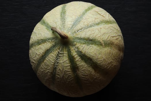 Whole muskmelon on slate background photo