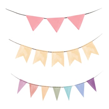 Watercolor colorful party flag collection vector