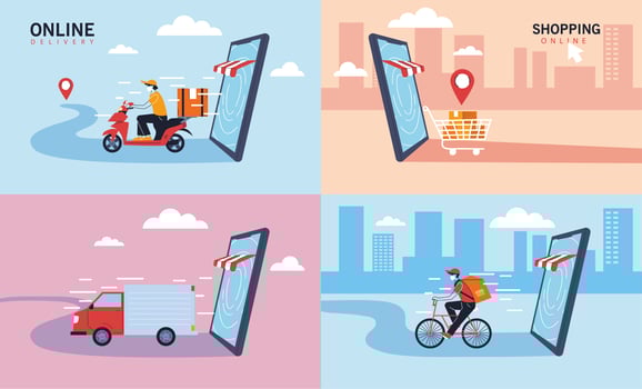 Set of delivery icons service, transportation and logistics vector