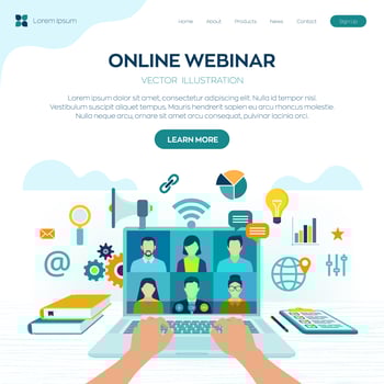 Website homepage template for online webinar vector