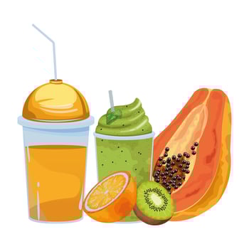 Tropical fruit and smoothie drink vector