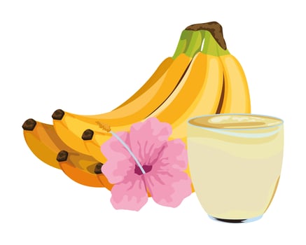 Tropical fruit and smoothie drink vector