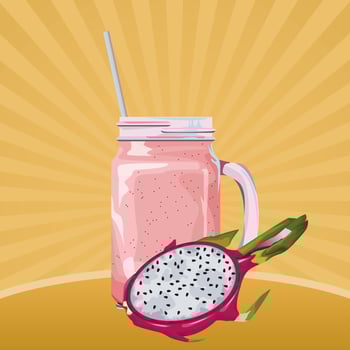 Tropical fruit and smoothie drink retro design vector