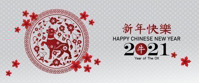 Chinese New Year 2021 year of the ox design vector