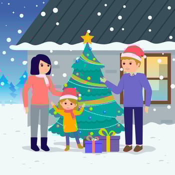 Families Gathered At Christmas vector