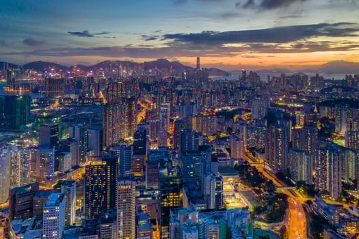 Aerial view of city buildings during night time photo