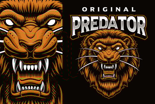 Colorful mascot emblem with roaring lion vector