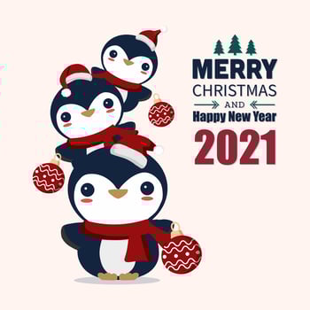 Merry Christmas and happy new year greeting card vector