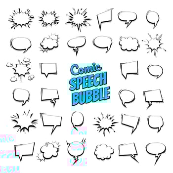 Big set of hand drawn comic speech bubbles vector