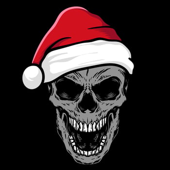 Hand drawn skull with Santa hat vector