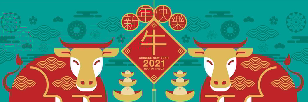 Chinese New Year 2021 Ox Banner vector