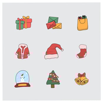 Set of hand drawn Christmas elements vector