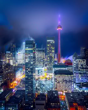 Illuminated city skyline photo