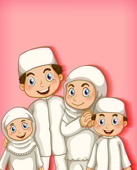 Muslim family members portrait vector