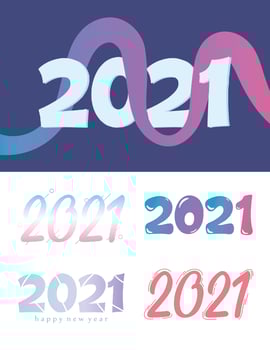 Happy New Year 2021 lettering set vector
