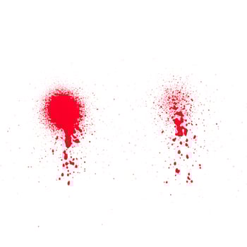 Bright red spray paint texture on white background photo