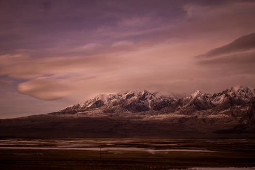 Mountains during evening dusk photo