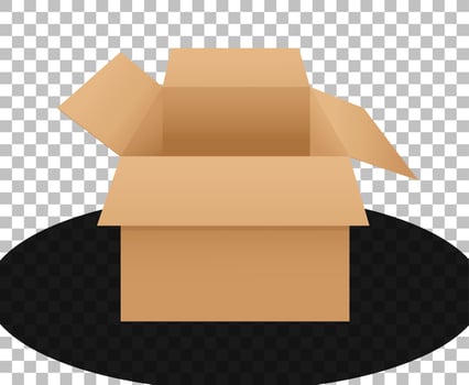 Opened cardboard box isolated cartoon style vector