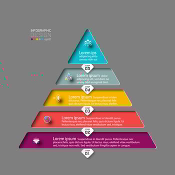 5 colorful infographic pyramid steps vector