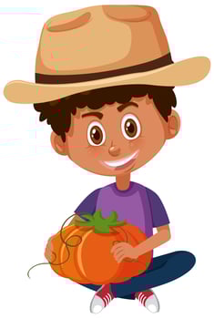 Children cartoon character holding vegetable vector