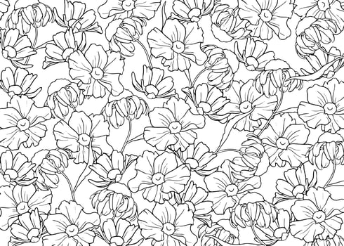 Hand drawn outline flowers vector