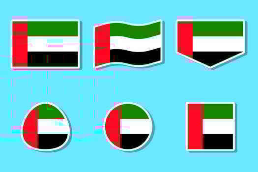 United Arab Emirates national day flag sticker set vector