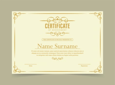Certificate of achievement template vector