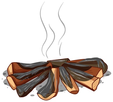 Burned wood from camping vector
