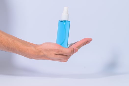 Alcohol gel in a man's hand photo