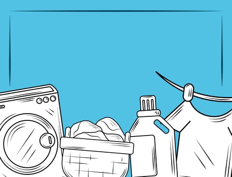 Laundry elements and clothes banner vector