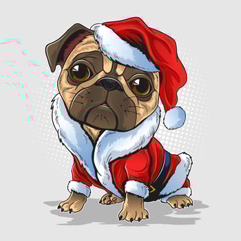 Christmas pug dog vector