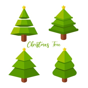 Cartoon Christmas tree set vector