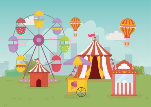 Fun fair, carnival, and entertainment recreation banner vector