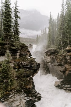 Mountain landscape with rocks and river photo