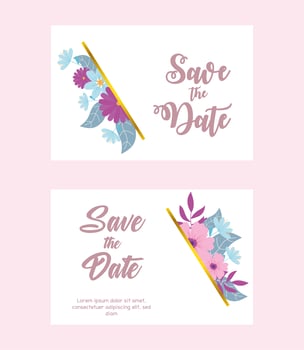 Elegant floral wedding card set vector