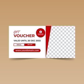 Red gift voucher design template vector