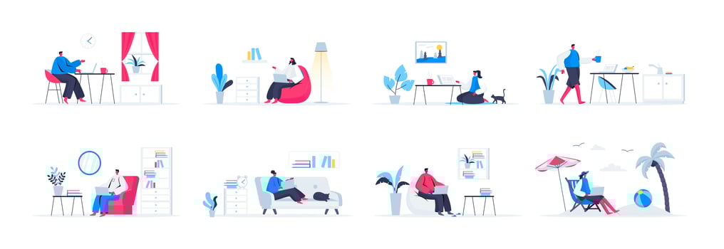 Bundle of freelance work scenes vector