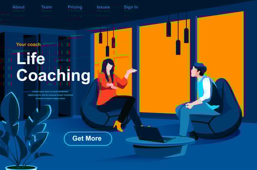 Life coaching isometric landing page vector