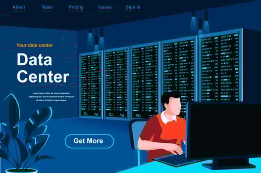 Data center isometric landing page vector