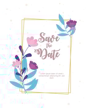 Elegant floral wedding card template vector