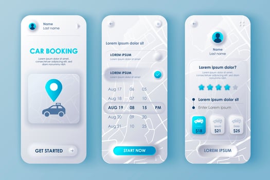 Car booking unique neomorphic design kit vector