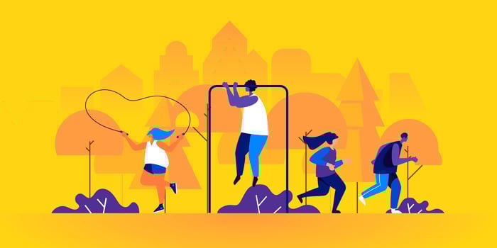Male and female athletes jogging or running vector