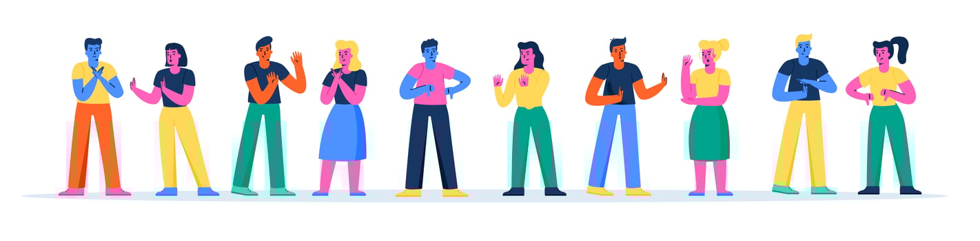 Horizontal banner with young people arguing vector