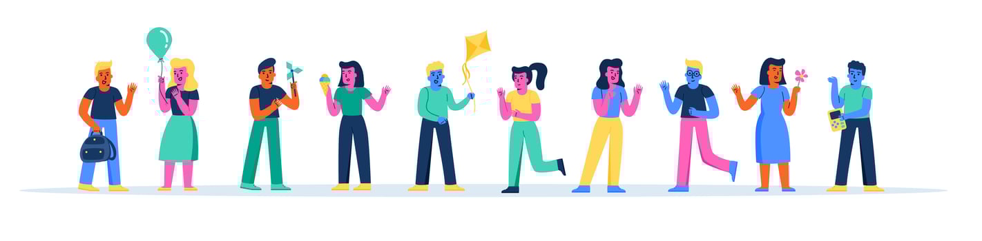 Horizontal banner with happy kindergarten children vector