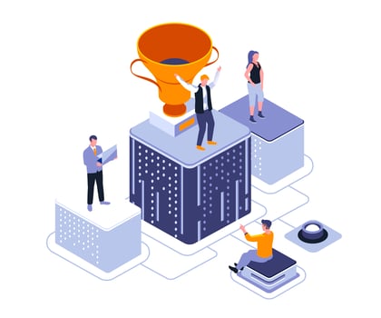Winner podium isometric design vector