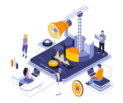 Digital marketing isometric design vector