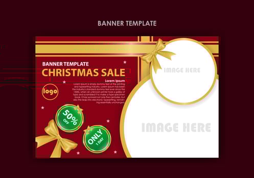 Red and gold Christmas sale banner template vector