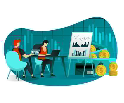 Sales and profit growth meeting vector