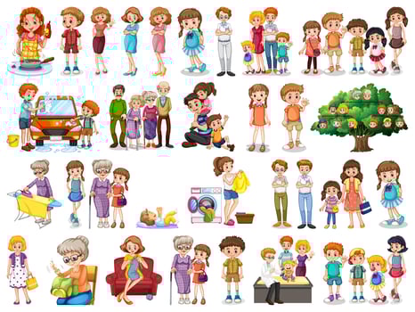 Group of family member characters vector